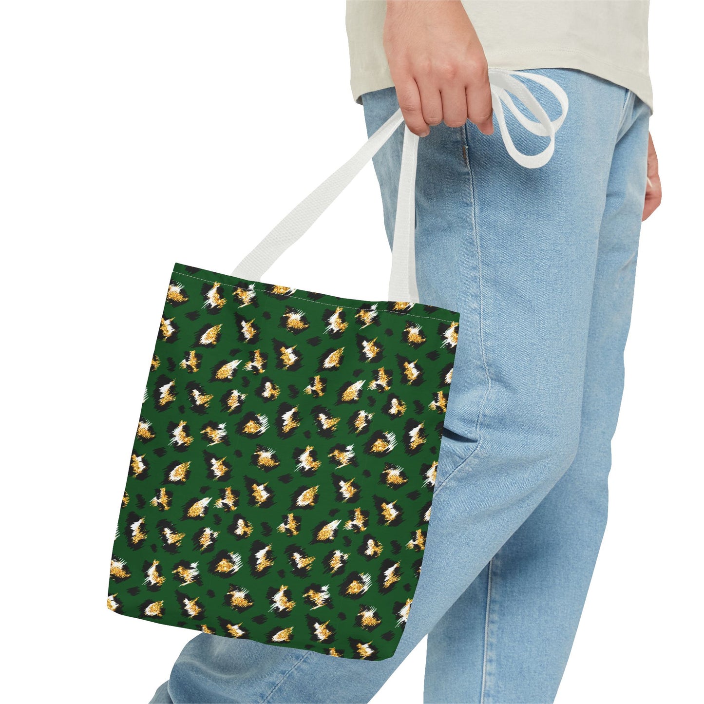 Green Leopard Print Tote Bag – Patterned All-Over-Print Shopper