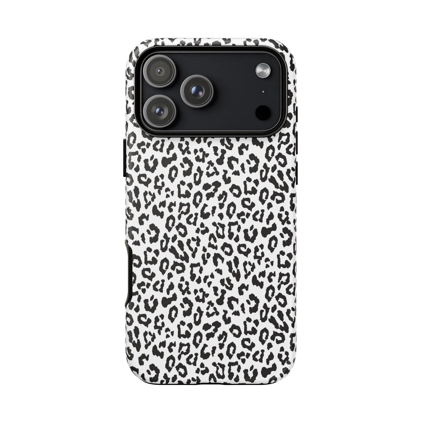 iPhone Leopard Print Tough Phone Case - Black & White Protective Cover