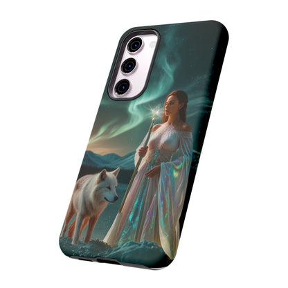 Samsung Aurora Guardian Handyhülle – Mystic Woman &amp; Wolf Magic Galaxy Schutz