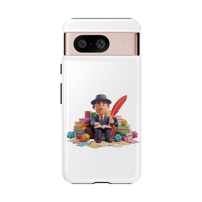 Google Author's Journey Phone Case — Cute Writer Illustration, Books & Quill Protective Cover