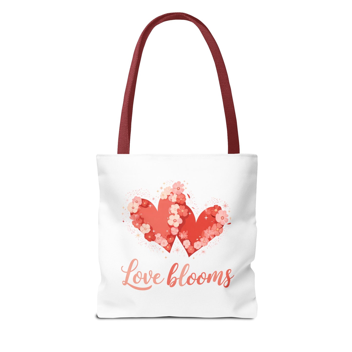 Love Blooms Heart Tote Bag — Floral Valentine Canvas Tote