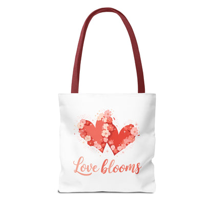 Love Blooms Heart Tote Bag — Floral Valentine Canvas Tote