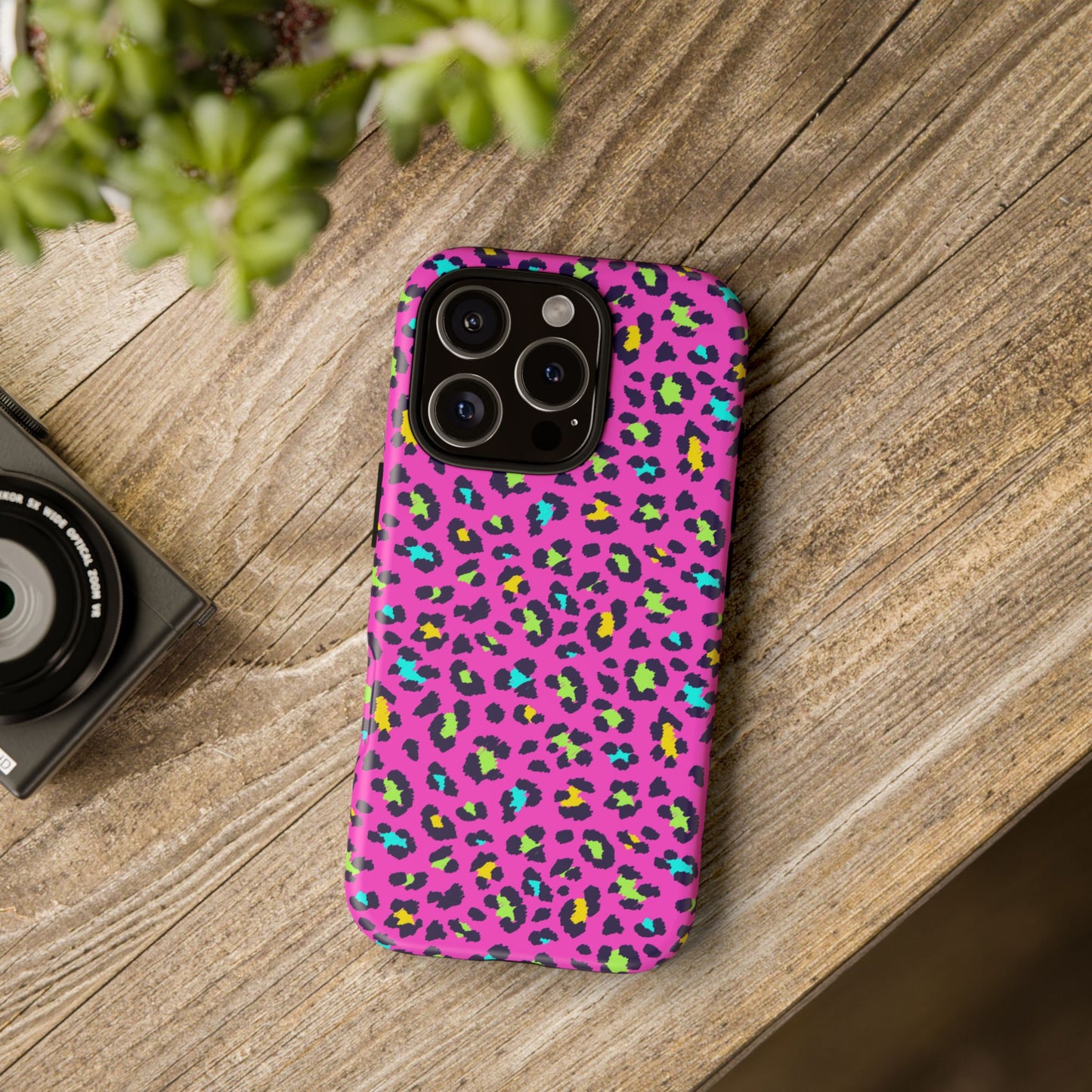 iPhone Pink Neon Leopard Phone Case — Bold Protective iPhone Cover