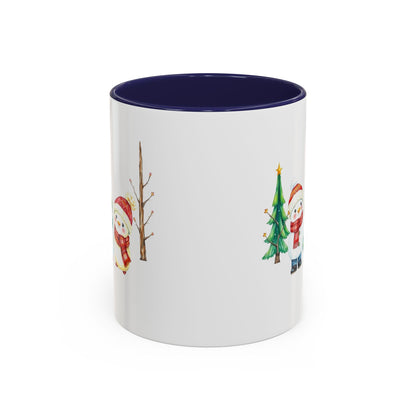 Christmas Snowman Mug — Cute Holiday Coffee Cup with Festive Tree & Snowmen (11/15oz)