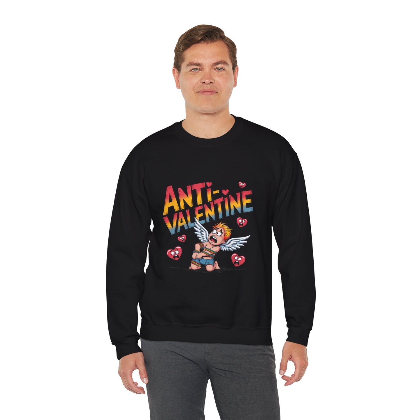Anti-Valentine Sweatshirt — Funny Cupid Reject Graphic Crewneck