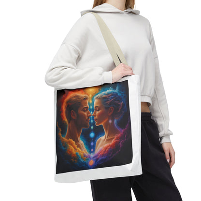 Mystic Soulmates Tote Bag — Celestial Couple Art AOP Tote