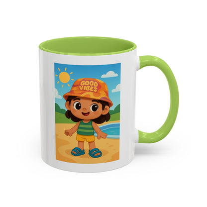 Good Vibes Beach Kid Mug — Accent Coffee Mug (11/15oz)