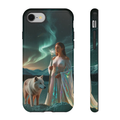 iPhone Mystic Guardian Phone Case — Aurora Wolf Woman Protective Cover