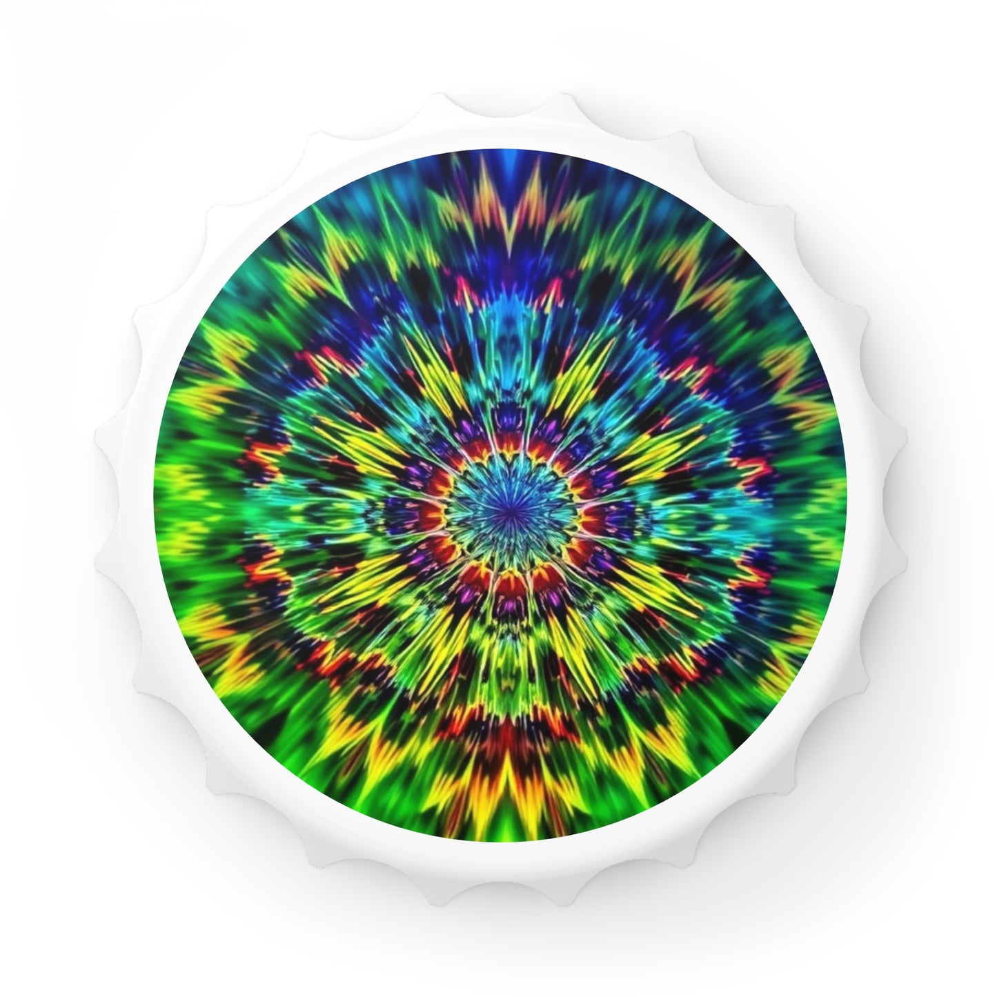 Kaleidoscope Tie-Dye Bottle Opener – Psychedelic Mandala Bar Tool
