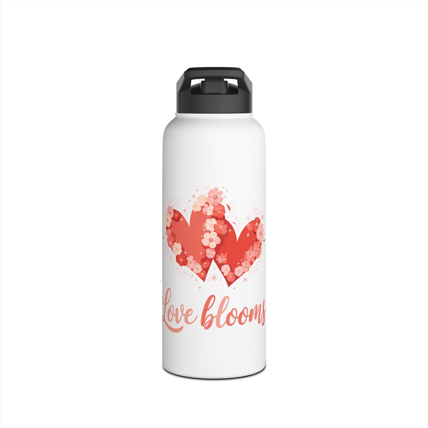 Edelstahl-Trinkflasche „Love Blooms“ – Isolierflasche mit Blumenherz