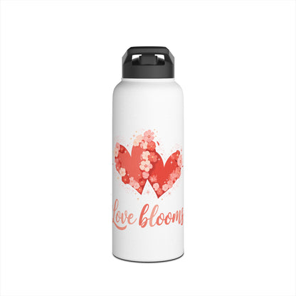 Edelstahl-Trinkflasche „Love Blooms“ – Isolierflasche mit Blumenherz
