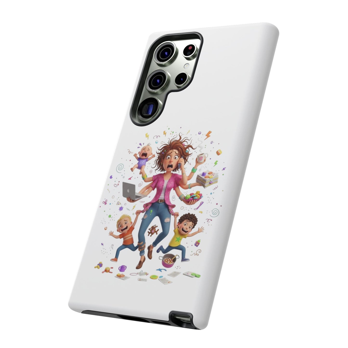 Samsung Mom Life Phone Case — Funny Juggling Mom Illustration Protective Case