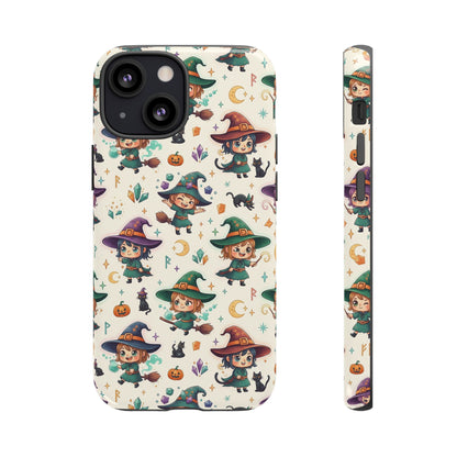 Niedliche iPhone-Handyhülle mit Hexenmuster – Halloween-Kawaii-iPhone-Hülle
