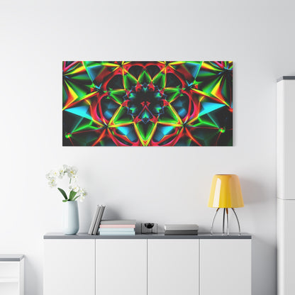 Kaleidoscope Neon Mandala Matte Canvas Wall Art