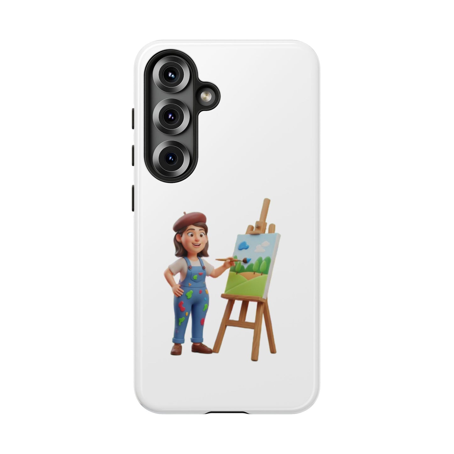 Samsung Handyhülle mit Künstlermotiv – Schutzhülle mit niedlicher Illustration einer Malerin