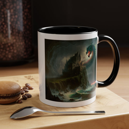 Fantasy Dragon Accent Coffee Mug – Unique Art for Gift Giving, Home Decor, Office Vibes, Halloween, etc.