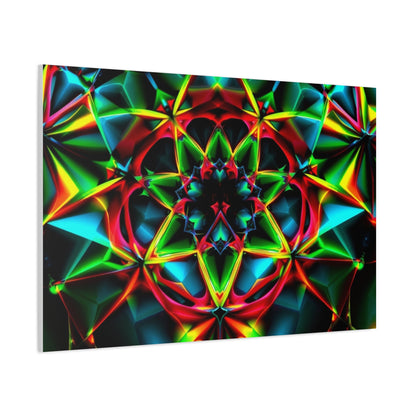 Kaleidoscope Neon Mandala Matte Canvas Wall Art