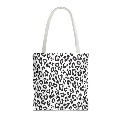 Leopard Print Tote Bag — Black & White All-Over-Print Shopper