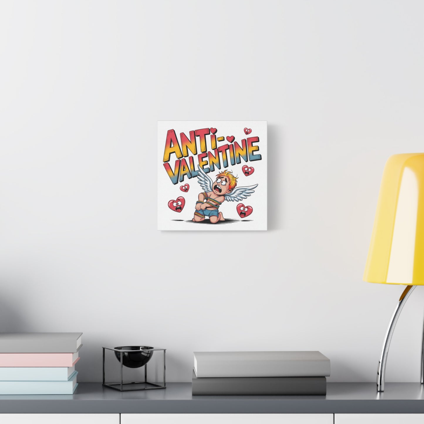 Anti-Valentine Canvas Wall Art — Funny Anti Cupid Stretched Matte Print