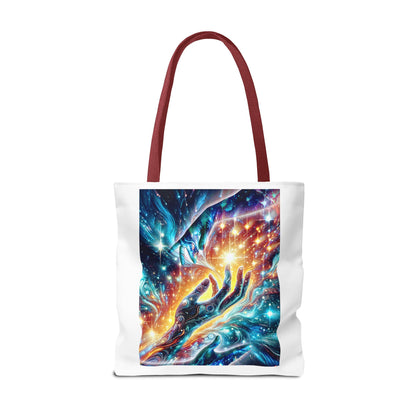 Cosmic Hands Tote Bag — Vibrant Galaxy Art Tote for Everyday, Beach & Gifts