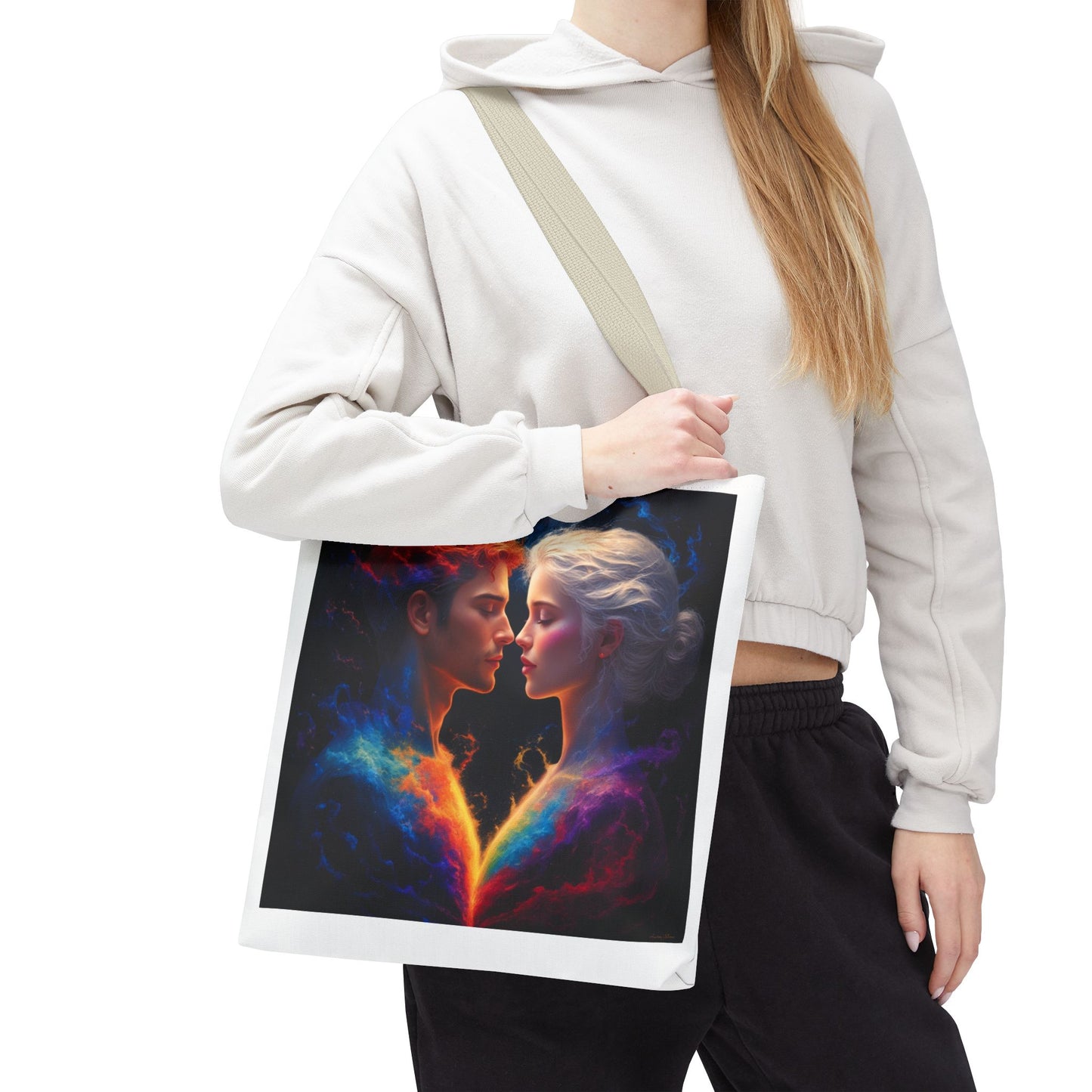 Cosmic Lovers Tote Bag — Fire & Ice Romantic Art AOP