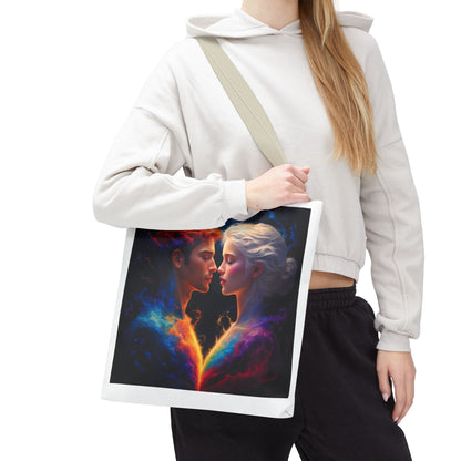 Cosmic Lovers Tote Bag — Fire & Ice Romantic Art AOP