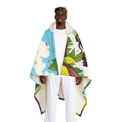 Hooded Sherpa Blanket — Colorful Floral & Sky Print Cozy Throw