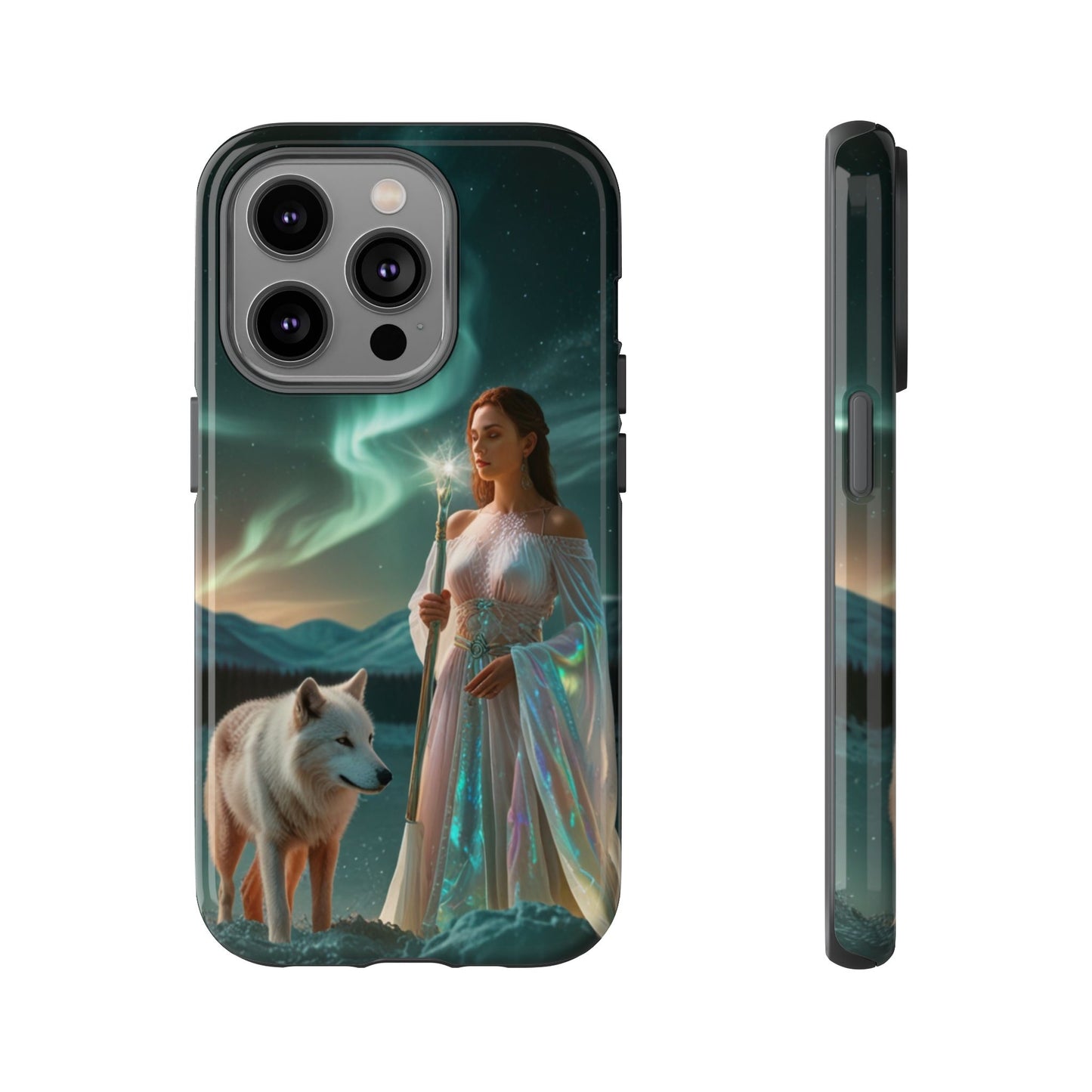 iPhone Mystic Guardian Phone Case — Aurora Wolf Woman Protective Cover