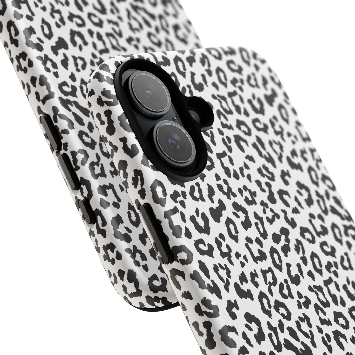 iPhone Leopard Print Tough Phone Case - Black & White Protective Cover
