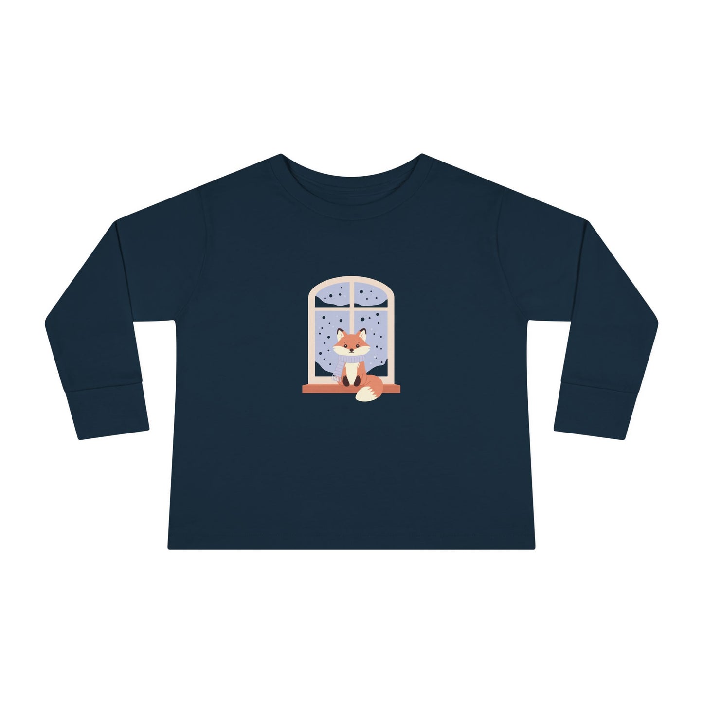 Toddler Long Sleeve Tee — Cozy Fox by Window Winter Sleepy Nursery Shirt