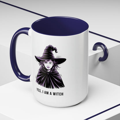 Witch Coffee Mug - "Yes, I Am a Witch" Accent Mug (11/15 oz)
