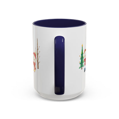 Christmas Snowman Mug — Cute Holiday Coffee Cup with Festive Tree & Snowmen (11/15oz)
