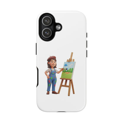 iPhone Artist Painter Phone Case — Cute Female Artist with Easel Protective iPhone Cover