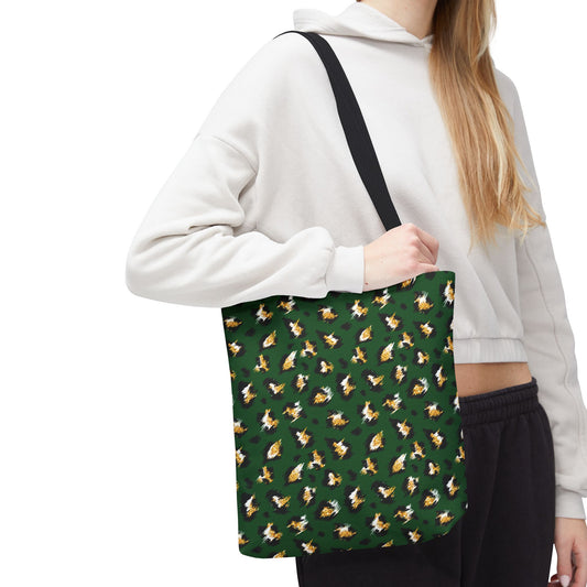 Green Leopard Print Tote Bag – Patterned All-Over-Print Shopper