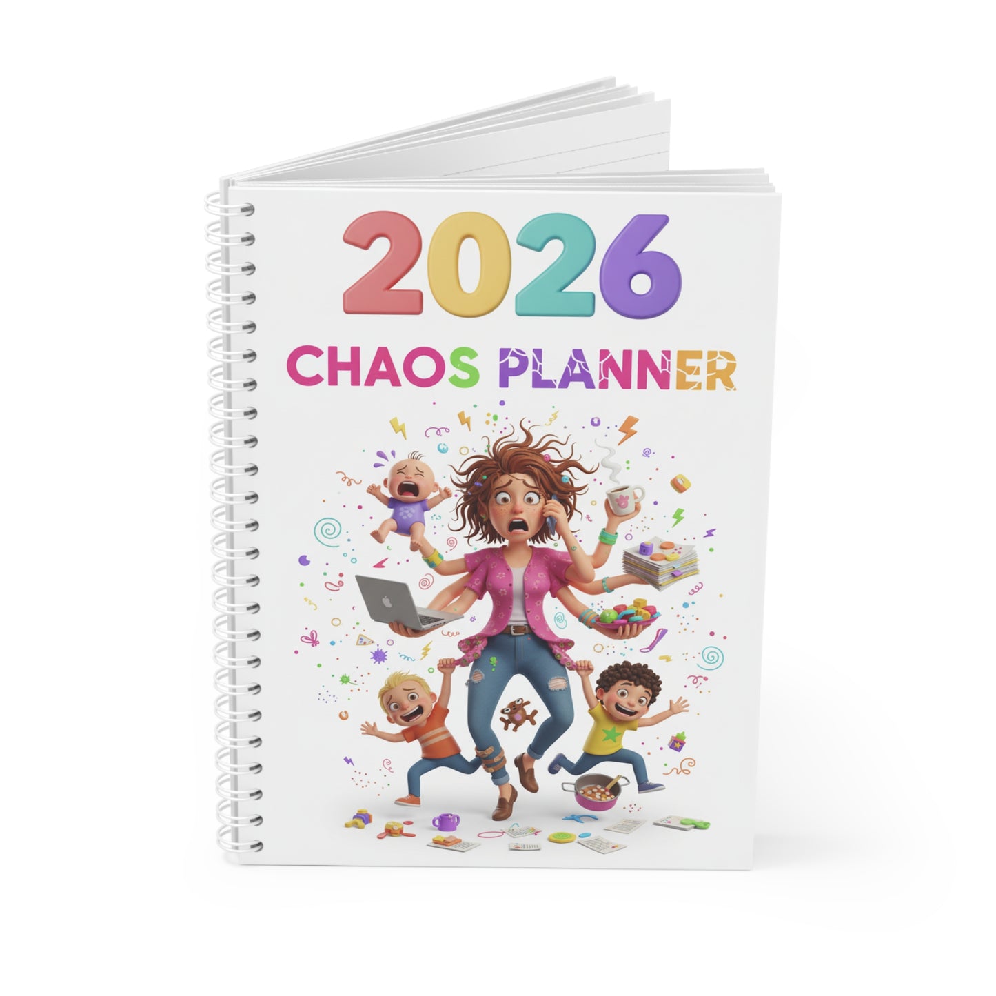 Spiral Notebook — 2026 Chaos Planner: Funny Mom Life Organizer & Family Daily Scheduler
