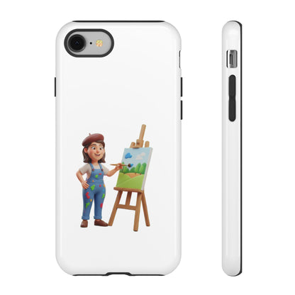 iPhone Artist Painter Phone Case — Cute Female Artist with Easel Protective iPhone Cover