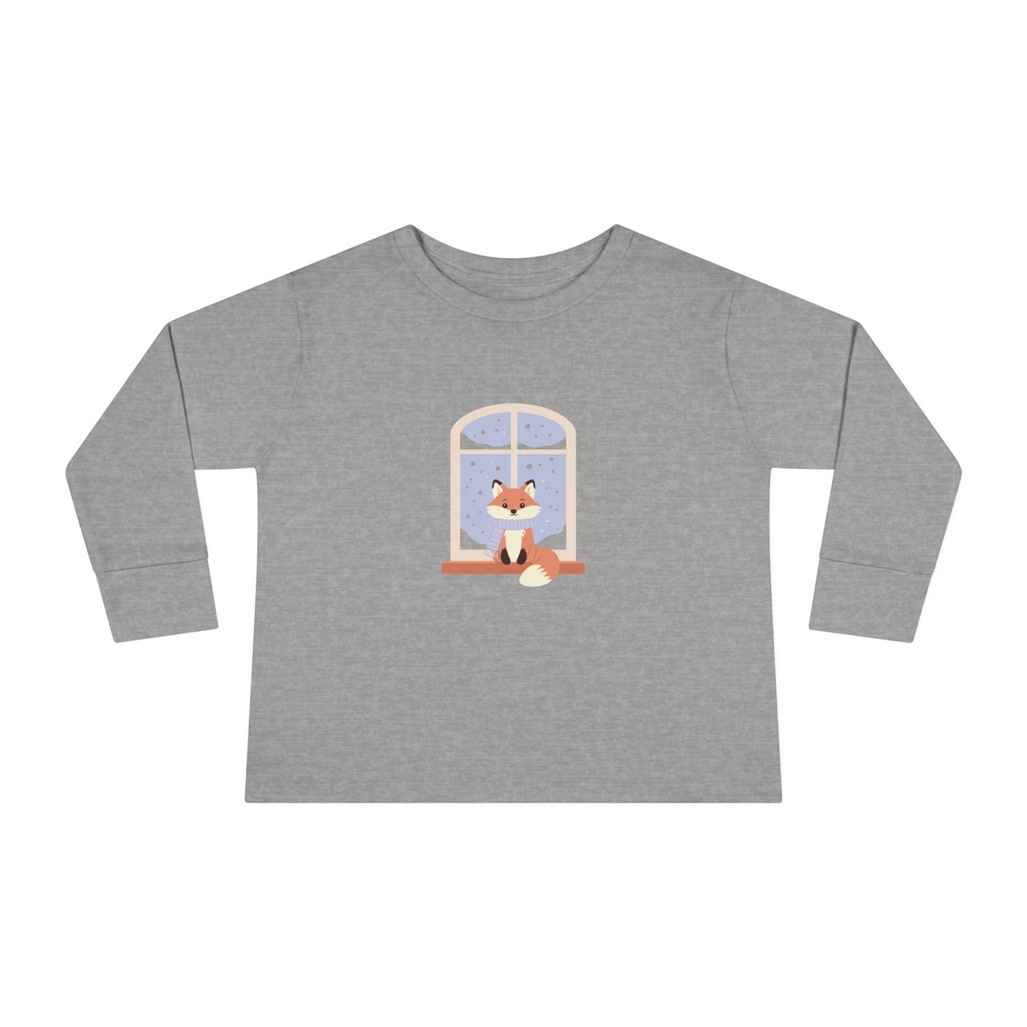 Toddler Long Sleeve Tee — Cozy Fox by Window Winter Sleepy Nursery Shirt