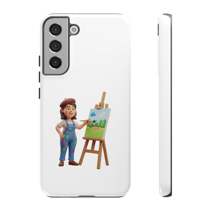 Samsung Handyhülle mit Künstlermotiv – Schutzhülle mit niedlicher Illustration einer Malerin