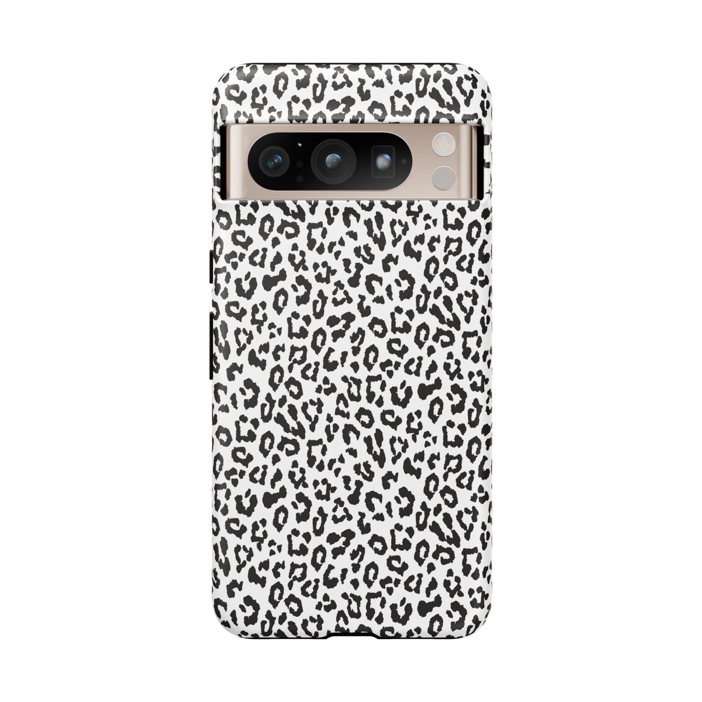 Funda para teléfono con estampado de leopardo de Google: resistente, en blanco y negro