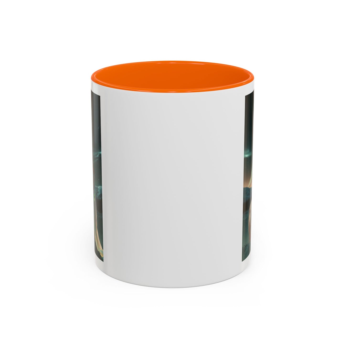 Taza de café Aurora Guardiana — Arte fantástico de mujer con lobo