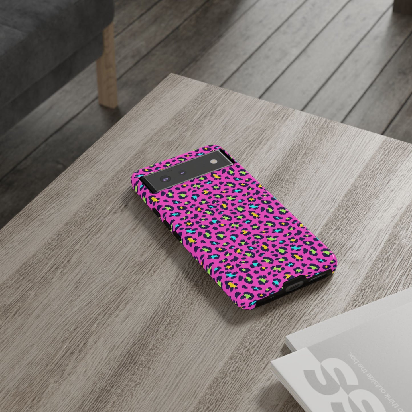 Funda resistente para teléfono Google Pink Neon Leopard: protector con estampado animal brillante