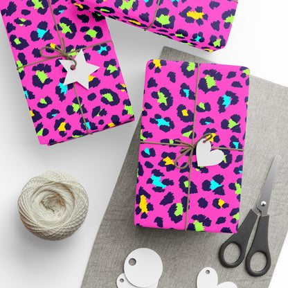 Pink Neon Leopard Wrapping Paper — Bold Animal Print Gift Wrap
