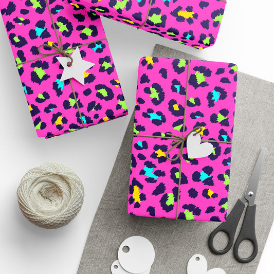 Pink Neon Leopard Wrapping Paper — Bold Animal Print Gift Wrap
