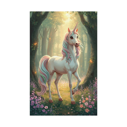 Unicorn Forest Poster — Magical Pastel Unicorn Wall Art