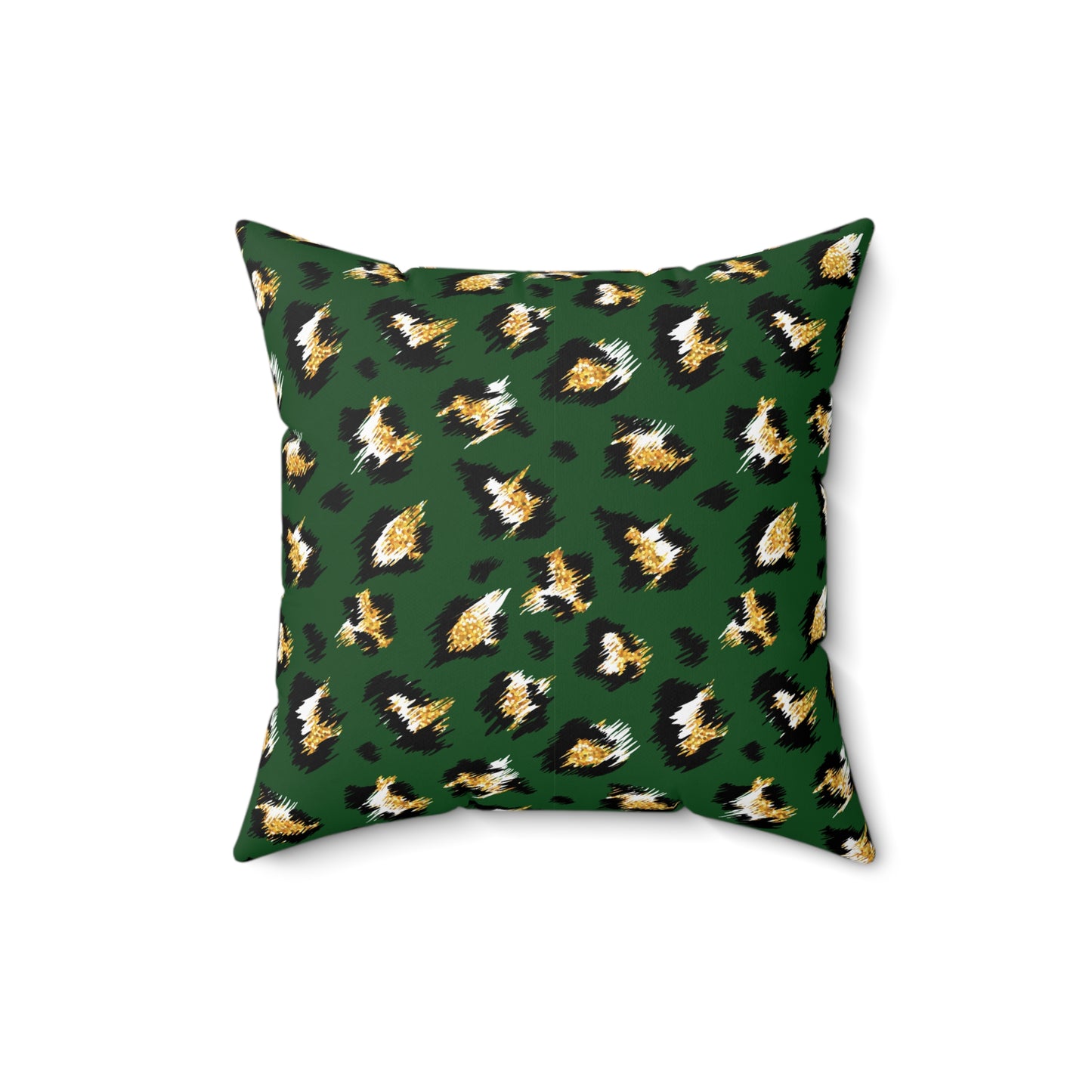 Green Leopard Print Decorative Pillow — Animal Print Accent Cushion