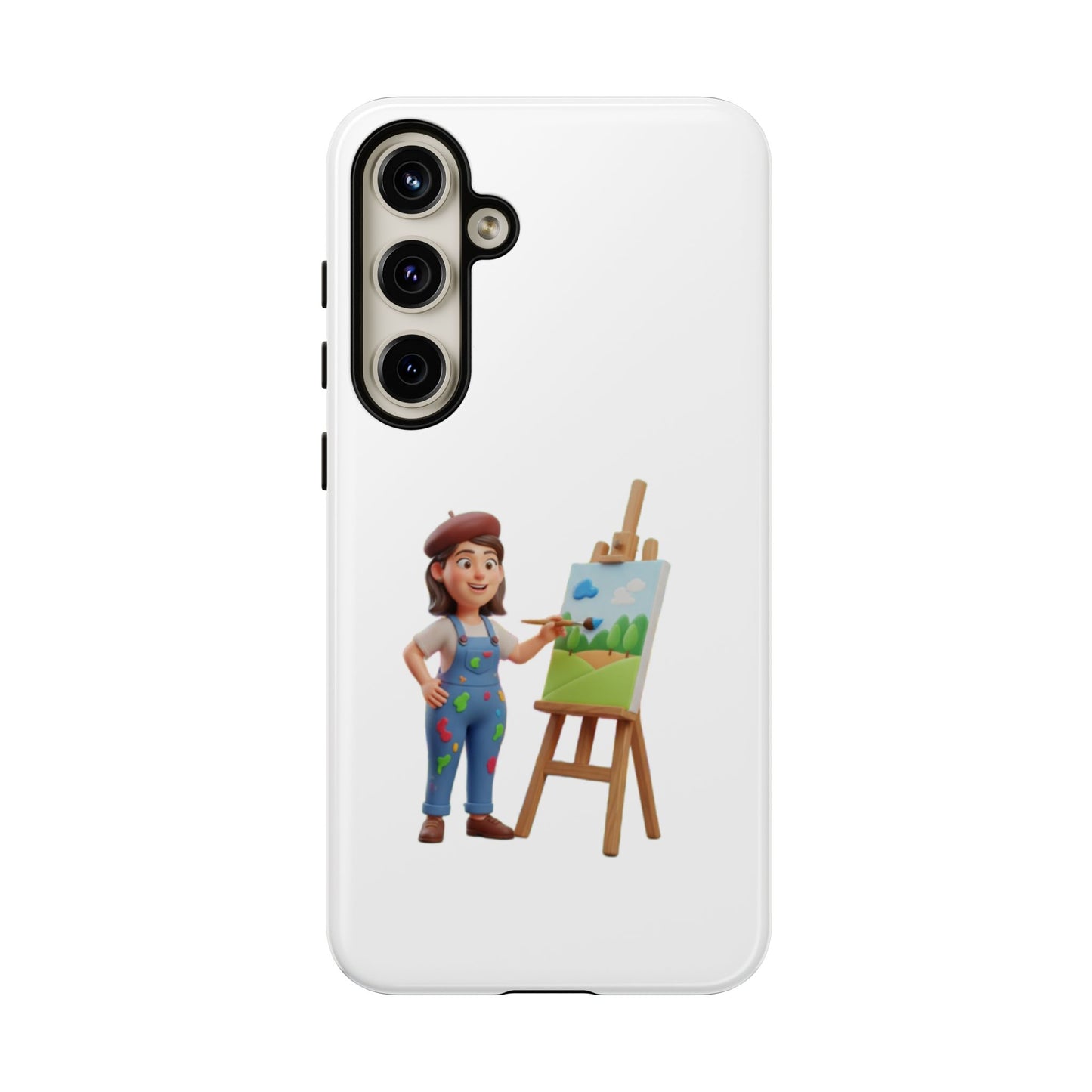 Samsung Handyhülle mit Künstlermotiv – Schutzhülle mit niedlicher Illustration einer Malerin