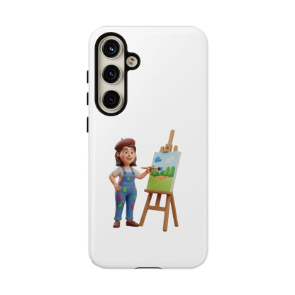 Samsung Handyhülle mit Künstlermotiv – Schutzhülle mit niedlicher Illustration einer Malerin