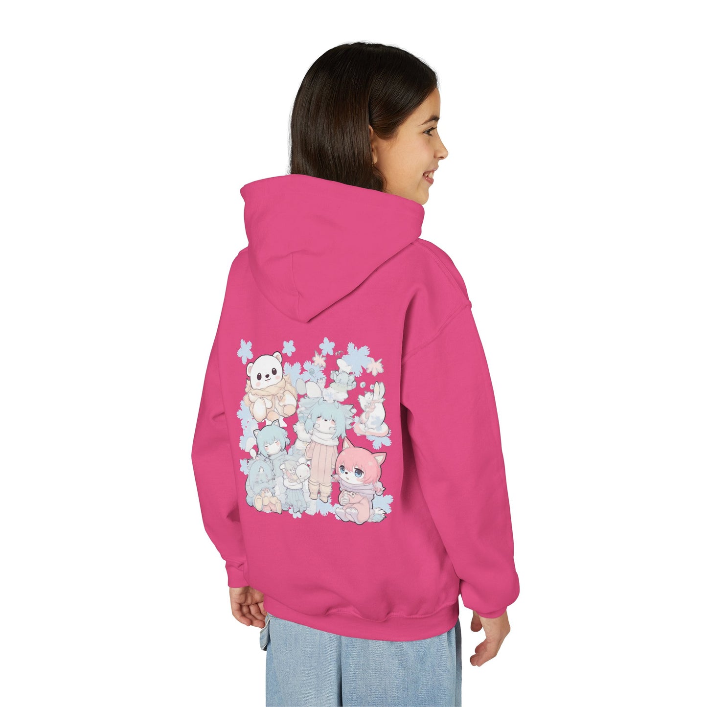 Youth Hoodie — Pastel Kawaii Plush Friends Graphic