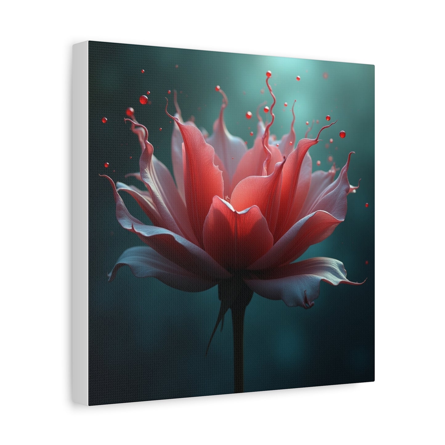 Red Lotus Matte Canvas Wall Art — Stretched 1.25" Floral Print