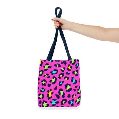Neon Pink Leopard Print Tote Bag — Bright Animal Print Shopper